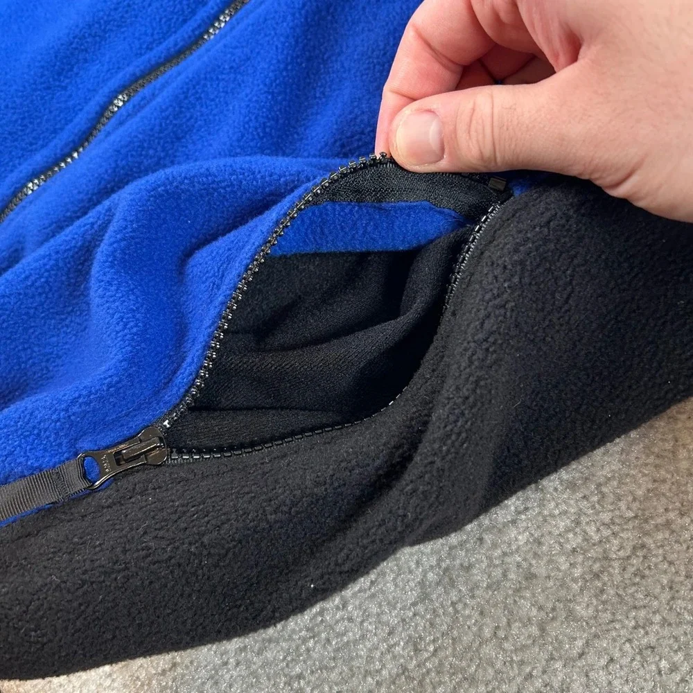 Vintage Helly Hansen Men's Fleece Vest Blue Black Full Zip Mock Neck PG-U Size M